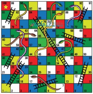 משחק רצפה סולמות ונחשים מ1-100