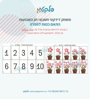 משחק דידקטי חג השבועות התאם כמות לספרה